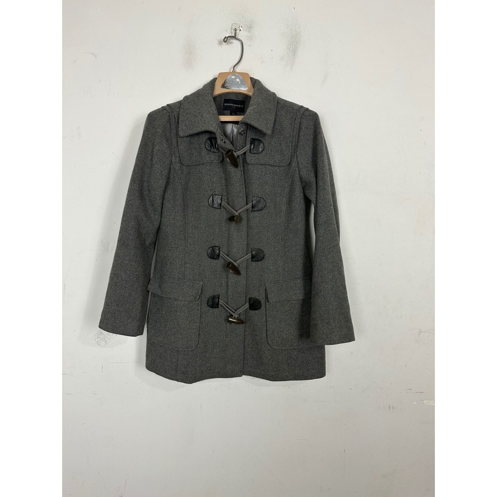 Banana Republic Womens Gray Wool Blend Toggle Duffle Coat Jacket Small 206240-01